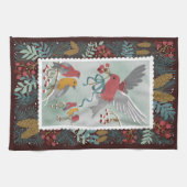 ザ・ウィンターアース・ソングクリムゾンレッドキッチンタオル キッチンタオル (横)