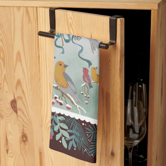 ザ・ウィンターアース・ソングクリムゾンレッドキッチンタオル キッチンタオル (三つ折り)