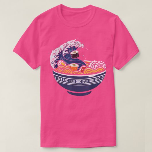 ザ・ウェーブ・ジャパン・ラーメン丼かわいいアニメ愛好家1559 Tシャツ (デザイン正面)