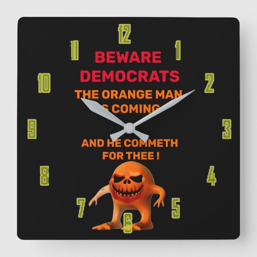 ザ・オレンジ・マン  スクエア壁時計 (正面)