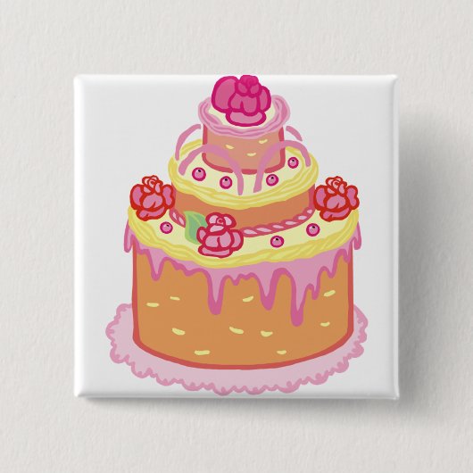 ザ・ケ結婚ーキ3段 缶バッジ (正面)