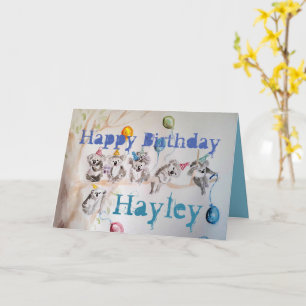 ザ・コアラの誕生日パーティー水の色の女の子カード カード