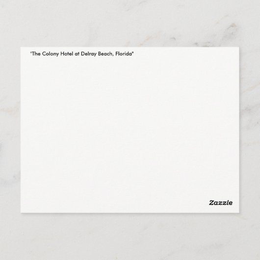 「ザ・コロニーホテルアットデレイビーチ,フロリダ」カード ポストカード (裏面)