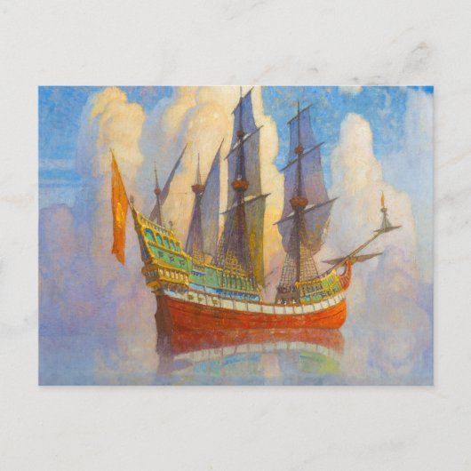 ザ・ゴールデン・ガレオン、1922年Newell Convers Wyeth著 ポストカード (正面)