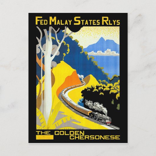 ザ・ゴールデン・チェルソン号、マレーシア、鉄道、列車、 ポストカード (正面)