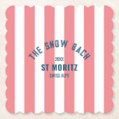 ザ・スノー・バッハ ピンク カバナ ストライプ ブライズメイド ペーパーコースター (正面)