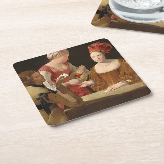 ザ・チートとクラブのエース、ラ・ツアー スクエアペーパーコースター (アングル)