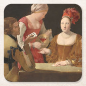 ザ・チートとクラブのエース、ラ・ツアー スクエアペーパーコースター (正面)