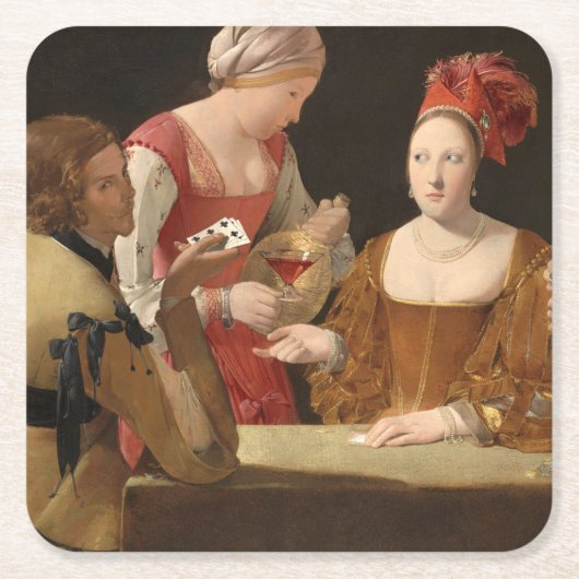 ザ・チートとクラブのエース、ラ・ツアー スクエアペーパーコースター (正面)