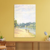 ザ・テムズとハンプトン教会， 1874 キャンバスプリント (インサイチュ (リビング))