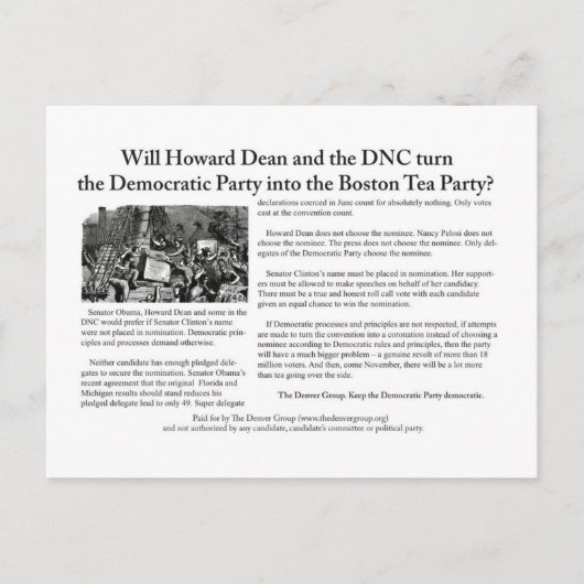 ザ・デンバー・グル転がープ・コール広告 ポストカード (正面)