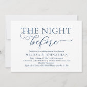 ザ・ナイト・ビフォア、ネイビーブルー、リハーサル・ディナー 招待状 (正面)