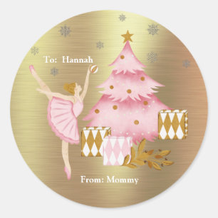 ザ・ナツクラッカースイートダンサーとクリスマスツリー ラウンドシール