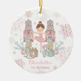 ザ・ナツクラッカーバレエ赤面ピンク1歳の誕生日 セラミックオーナメント