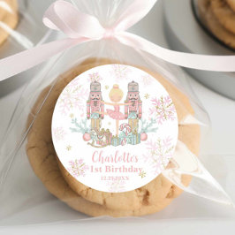 ザ・ナツクラッカーバレエ赤面ピンク1歳の誕生日 ラウンドシール