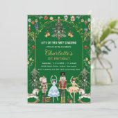 ザ・ナツクラッカーヴィンテージクリスマスの最初の誕生日 招待状 (スタンド正面)