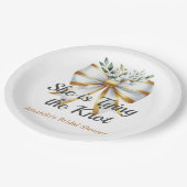 ザ・ノット ホワイトボウ フローラル ブライダルシャワー ペーパープレート (アングル)