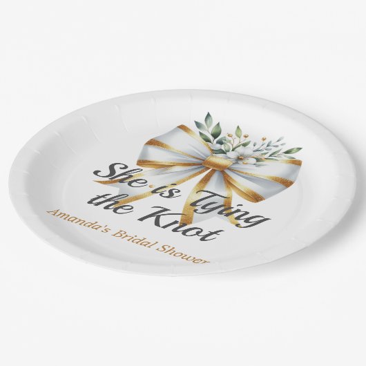 ザ・ノット ホワイトボウ フローラル ブライダルシャワー ペーパープレート (アングル)