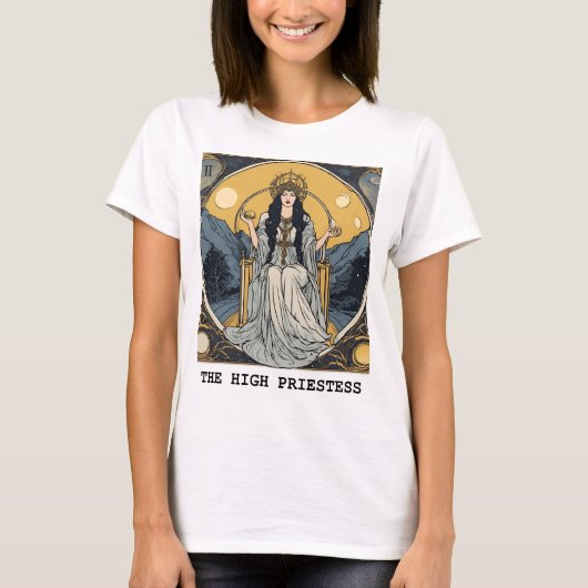 ザ・ハイ・巫女 – タロット・カード Tシャツ (正面)