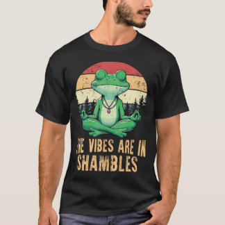 ザ・バイブス・アー・イン・シャンブルズ レトロ ユニーク カエル ヨガ メ Tシャツ