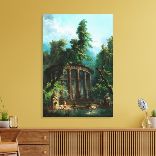 ザ・バッシングプールbyヒューバート・ロバート キャンバスプリント (インサイチュ (リビング))