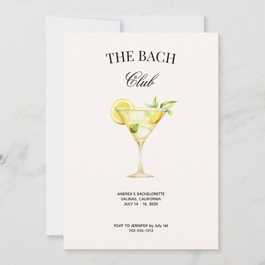 ザ・バッハ・ソーシャル・クラブ・レモンカクテルQRコード付き 招待状 (正面)