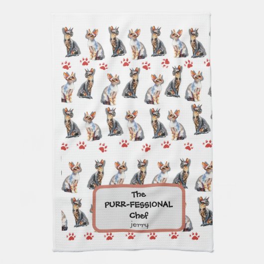 「ザ・パーフェスティバル・シェフ」猫好きカスタム キッチンタオル (縦)