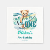 ザ・ビッグ1サーフィン誕生日パーティー食器 スタンダードカクテルナプキン (正面)