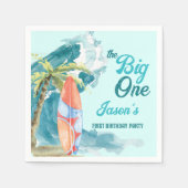 ザ・ビッグ1th誕生日サーフィンレトロビーチパーティー スタンダードカクテルナプキン (正面)