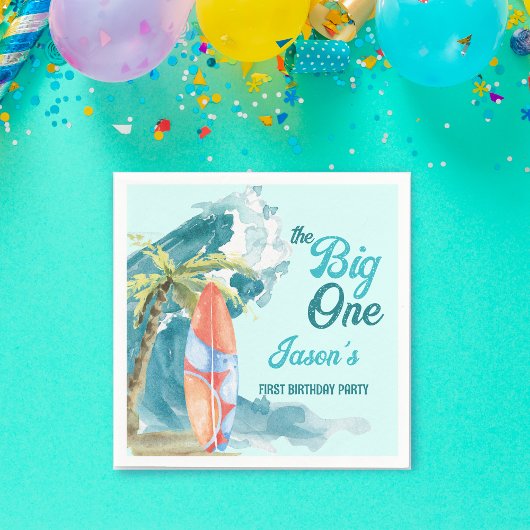 ザ・ビッグ1th誕生日サーフィンレトロビーチパーティー スタンダードカクテルナプキン