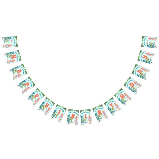 ザ・ビッグ1th誕生日サーフィンレトロビーチパーティー バンティングフラッグ (全)