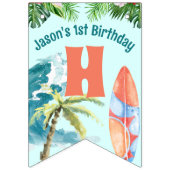 ザ・ビッグ1th誕生日サーフィンレトロビーチパーティー バンティングフラッグ (第2の旗)