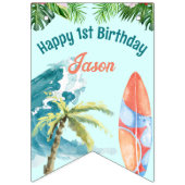 ザ・ビッグ1th誕生日サーフィンレトロビーチパーティー バンティングフラッグ (第1の旗)