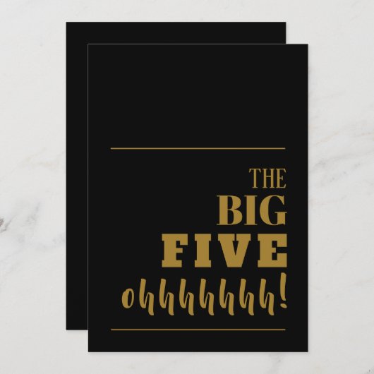 ザ・ビッグ50ブラック・金ゴールド・バースデーパーティー 招待状 (正面/裏面)