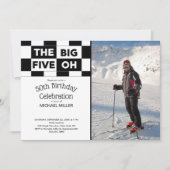 ザ・ビッグ・ファイブ・オ50誕生日フォト招待状 招待状 (正面)