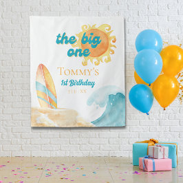 ザ・ビッグ・ワン・ウォーター・カラー・ビーチ1st誕生日の背景 タペストリー