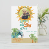 ザ・ビッグ・ワン・サーフをテーマにした誕生日パーティー 招待状 (スタンド正面)
