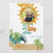 ザ・ビッグ・ワン・サーフをテーマにした誕生日パーティー 招待状 (正面/裏面)