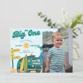 ザ・ビッグ・ワン・サーフヴィンテージ1st誕生日フォト 招待状 (スタンド正面)