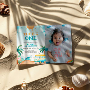 ザ・ビッグ・ワン、サーフ誕生日写真 招待状