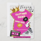 ザ・ビッグ・ワン|ヒップホップレトロ1st誕生日フォトピンク 招待状 (裏面)