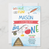 ザ・ビッグ・ワン・フィッシング 1歳の誕生日招待状 招待状 (正面)