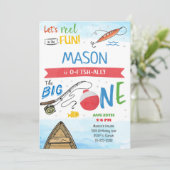 ザ・ビッグ・ワン・フィッシング 1歳の誕生日招待状 招待状 (スタンド正面)