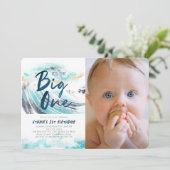 ザ・ビッグ・ワン・ブルーウェーブサーフィン1stバースデーフォト 招待状 (スタンド正面)