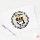 ザ・ビッグONEレトロ90のヒップホップ1歳の誕生日 ラウンドシール (封筒)