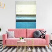 「ザ・ビュー」ブルーとグレーの抽象芸術・アート キャンバスプリント (インサイチュ (リビング))