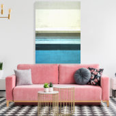 「ザ・ビュー」ブルーとグレーの抽象芸術・アート キャンバスプリント (インサイチュ (リビング))