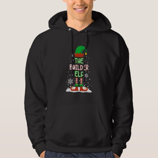 ザ・ビルダー小妖精や小人おもしろいファミリー一致クリスマスパ パーカ (正面)