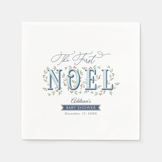 ザ・ファースト・ノエル男の赤ちゃんクリスマスベビーシャワー スタンダードカクテルナプキン (正面)