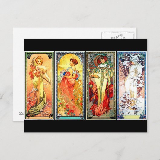 ザ・フォーシーズンズ・シリーズ3byミュシャはがき ポストカード (正面/裏面)